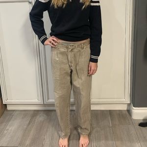 Vintage Wrangler distressed brown pleated jeans baggy unisex